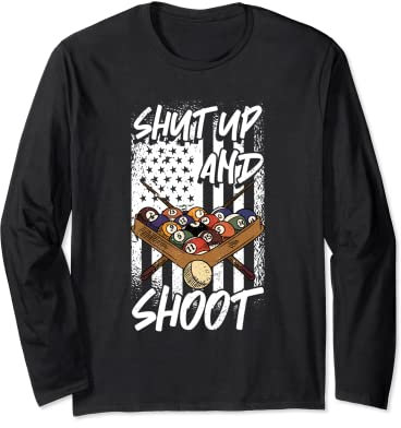 Snookerqueue mit 8 Bällen für Billards, Shut Up And Shoot Billards, Billards, Snookerqueue Langarmshirt