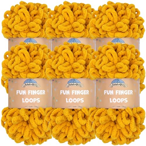 JubileeGarn med roliga fingerslingor – polyester jumbo viktögla – 100 g/skein – senap – 6 nystan