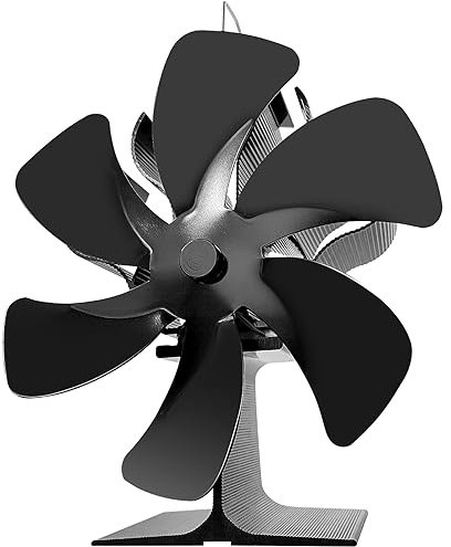 BYBULE 2023 Ventilateur Poele à Bois 6 Pales, Ventilateur de Poêle avec Thermomètre, Ventilateur de Cheminée Alimenté Par la Chaleur pour Poêle à Bois/Cheminée/Gaz/Bûches de Poêle (Noir)