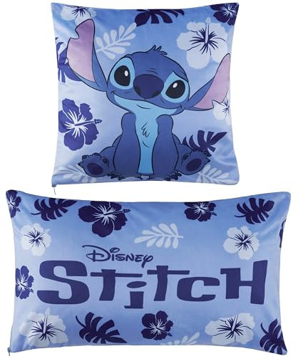 Disney Stitch Cushion Covers - Set of 2 Home Decor 50 x 30cm and 35 x 35cm Women Teenagers Kids Cushions - Stitch Gifts (Blue Stitch)