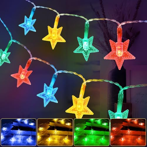 AUAUY Guirnalda Luces Exterior, 6M 40LED Estrella Guirnalda Luces Interior, Luces Navidad Exterior, Decoracion Habitacion Luces Habitacion para SalóN de Bodas Fiesta en el JardíN (Color)