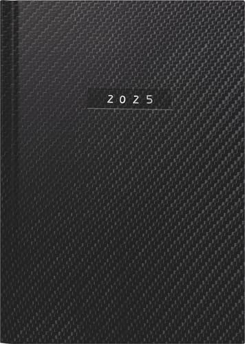 rido/idé bokkalender modell futura 2 (2025) Carbon, 2 sidor = 1 vecka, A5, 176 sidor, konstläderband, flexibel, svart