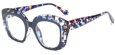 LJCZKA Occhiali Anti Luce Blu Donna, Montatura Occhiali da Vista Spessa Quadrati Grandi Occhiali Anti Affaticamento per Computer Gioco Lettura