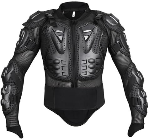 M&Catree Giacca Moto Corpo Armatura Indumenti di Protezione Completa Moto Professionale Sportivo per Adulto Spina Dorsale Tuta da Motociclista - Nero, M