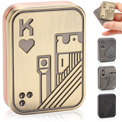Bufccy Fidget Slider, Relieve Stress Anxiety Hand Spinners Toy (Gold K) | Magnetic Metal Haptic Poker Push Card, Fidget Clicker for ADHD, Fidget Toys Adults for Teens, Boyfriend, Husband and Father