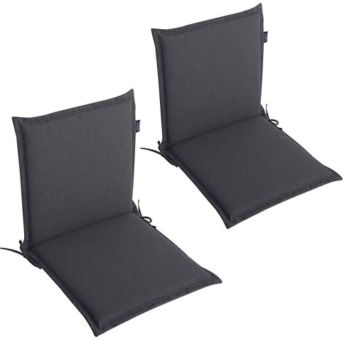LILENO HOME Gartenstuhl Auflagen als [2er Set - Niedriglehner] in Anthrazit Y - Bequeme Liegen als Sitzauflagen für Gartenmöbel - Stuhlkissen für Gartenstühle und Klappstühle Malt