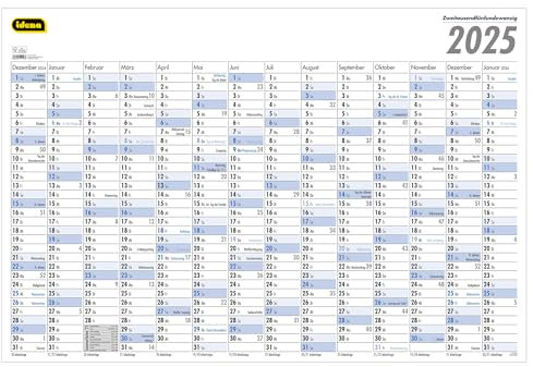 Idena 11197 - Wandkalender 2025, Jahreskalender für 14 Monate, Plakatkalender in quer 101 x 68 cm groß