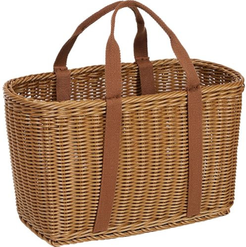 Ericetion Panier De Rangement Tissé avec Poignée, Panier De Courses en Rotin, Panier De Fruits Légumes Portable, Panier D'épicerie De Grande Capacité