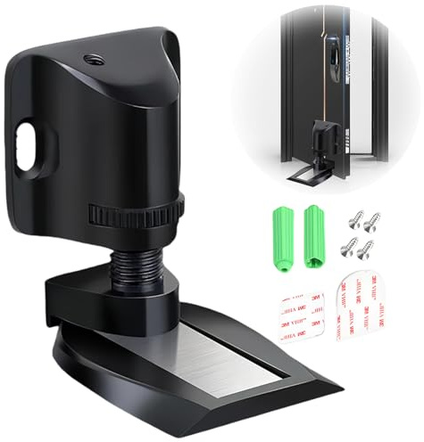 FENGCHUANG Metall magnetisk dörrstopp, borstad satin nickel dörrstopp, dörrstopp magnetisk golv osynlig med självhäftande skruvar 3M dolda golvmontering (svart)