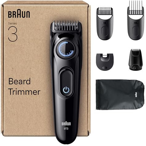 Braun Regolabarba Uomo Series 3, +6 Strumenti Di Styling, Lama Ultra Affilata, 50 Min Di Utilizzo, 40 Lunghezze, Rasoio Elettrico Barba, BT3565, Nero/Blu