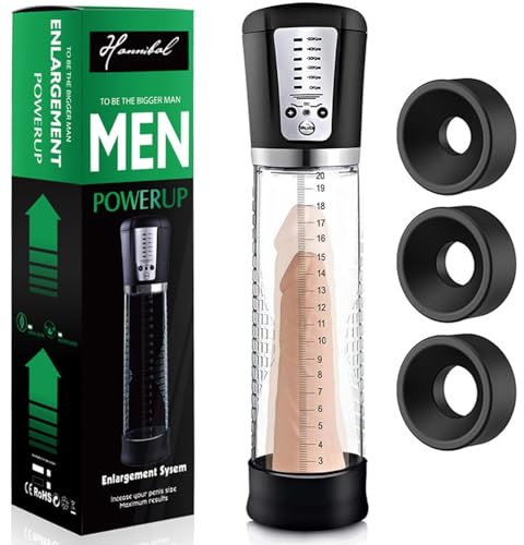 Pompa Pene a Vuoto Elettrica, Ingranditore per Penis Uomini, Masturbatore per Erezione con Allenamento a 5 Intensità, Giocattoli Sessuali con 3 Anelli, Pompe Estensori per Cock Impermeabile IPX7