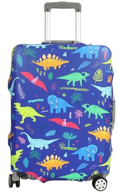 LoyaGour Luggage Cover for Suitcase,Elastic Spandex Carry on Luggage Protector Suitcase Covers,Suit Case Sleeve Fit 18-21 Inch Luggages (Dinosaur, S)