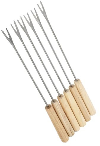 VERDANVERSE 2 Stück Fonduegabeln aus mit Holzgriff Käse und Schokoladengabeln für Obst und Desserts Praktische Grillgabeln für Picknick und Küche