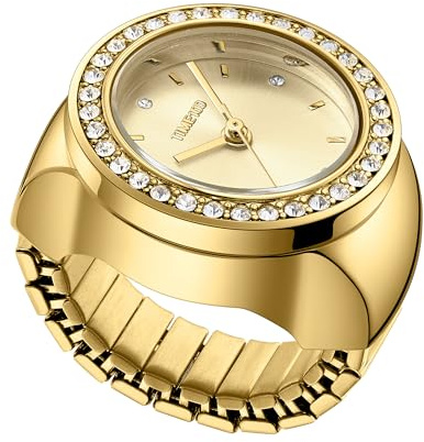 Ring Watch, Anello Orologio Donna Ring Watch Set Regalo con 7 Ghire Intercambiabili Colorate, Orologio da Dito al Quarzo con Cinturino Elastico Regolabile, Design Vintage Elegante, Idea Regalo Donna