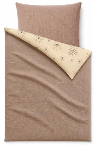 Dreamzie Kinderbettwäsche 135x200 Musselin 100% Baumwolle - Blumenmuster