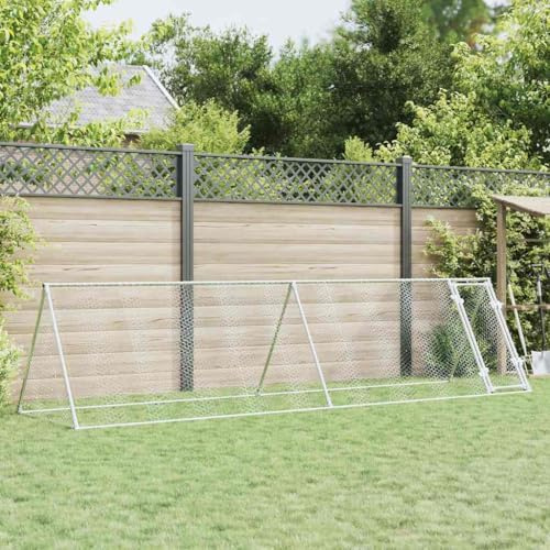 Kaloriko Jaula para pollos de acero galvanizado plateada, 400 x 105 x 91 cm, con puerta y cerradura, gran establo para animales pequeños para gallinas, conejos, cobayas, exterior, jardín