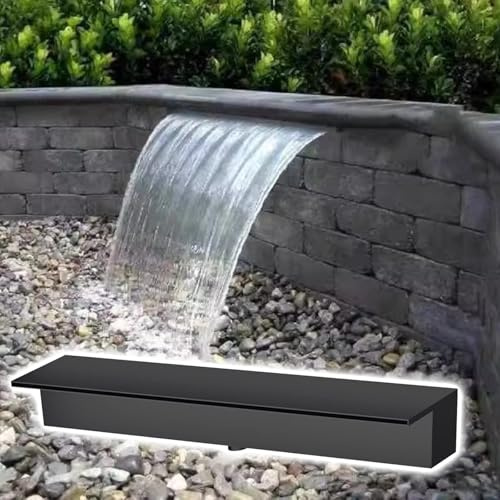Vattenfallssats i rostfritt stål för damm - Justerbar trädgårdsfontän, rostbeständig poolvattenfunktion, 55 cm (21,7 tum) - Perfekt för trädgårdsdekoration