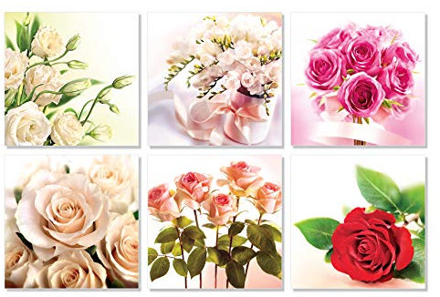 Art Nuvo BL10 – KARTEN MIT BLUMENMOTIVEN NR 10 - SATZ VON 6 KARTEN, 150x150mm, SCHÖNE KARTEN MIT UMSCHLÄGEN OHNE TEXT