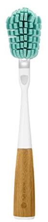 Full Circle Baguette Magique avec tête éponge remplaçable pour Nettoyage de Verre, Blanc, Bleu Sarcelle