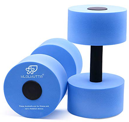 KLOLKUTTA Water Dumbbells, Blue Aqua Dumbbells Set High-Density EVA-Foam Dumbell Resistance for Water Aerobics Fitness and Pool Exercises