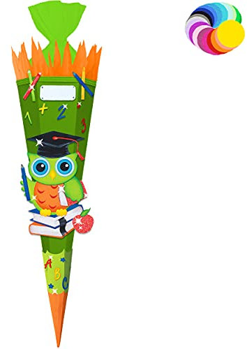 alles-meine.de GmbH Bastelset - Schultüte Farbe & Größe wählbar 70/85 / 100 cm - lustige Eule - Farbe frei wählbar - Bastelschultüte - Zuckertüte zum selber Basteln Bemalen..