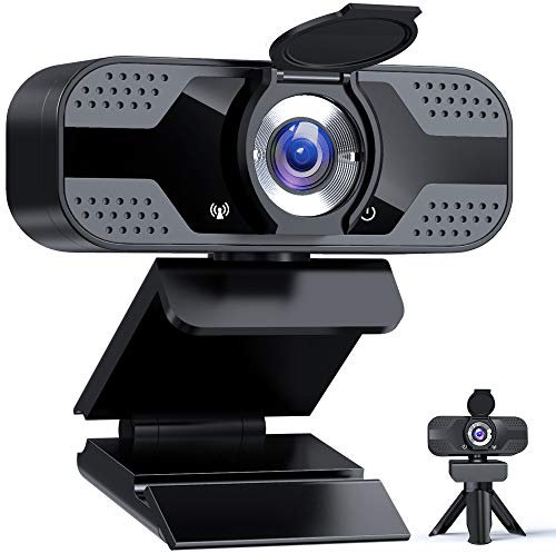 Webcam mit mikrofon 1080P Full HD mit Webcam Abdeckung, USB Webcam mit Stativ, Mini Plug and Play für Desktop & Notebook, Web cam ideal für Streaming, Konferenzen, Live Übertragungen und Videoanruf