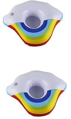 ibasenice 8 Piezas Bandeja Inflable para Servir Bebidas Posavasos De Mesa Bebida Flotador para Piscina Portavasos Inflable Flotante Tazas De Arcoiris Envase Gusto Fiesta De Piscina