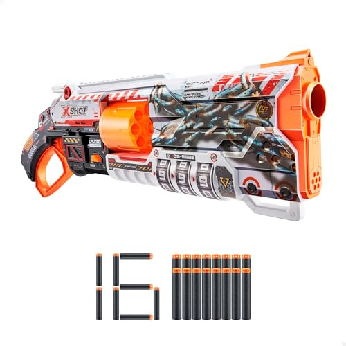 COLORBABY X-Shot - Pistola Juguete Skins Lock Baster, Lanzador dardo gomaeva, Sistema de Bloqueo, Incluye 16 repuestos, Cañón rotatorio, Capacidad para 8 Dardos, Juguete niño +8 años (47144)
