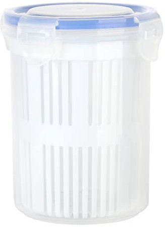 SIYANO Contenedor redondo de almacenamiento de alimentos, cesta de drenaje, caja de almacenamiento de encurtidos de verduras, tarro de pepinillos, tarro abatible a prueba de fugas