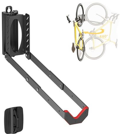 Mimoke Verstellbare Platzsparende Fahrrad Wandhalterung Einfaches Anheben Design mit Klappbarem Arm und Schwenkfunktion (1 Packung)