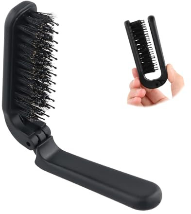 Faltbare Haarbürste Reise, Faltbare Haarbürste Wildschweinborsten Haarbürste Pocket Haarmassagekamm Klappbare Haarbürste Taschen-Haarbürste, Mini Taschen Haarbürste, Antistatische