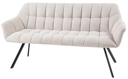 Riess Ambiente Esszimmer Sitzbank Papillon - 165cm - Champagner beige schwarz - Strukturstoff Metallgestell Rückenlehne Armlehnen Polsterbank Küchenbank