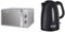 Russell Hobbs RHMM701S 17 Litre 700 W Silver Solo Manual Microwave with 5 Power Levels, Ringer & Textures Electric 1.7L Cordless Kettle (Fast Boil 3KW, Black premium plastic, matt