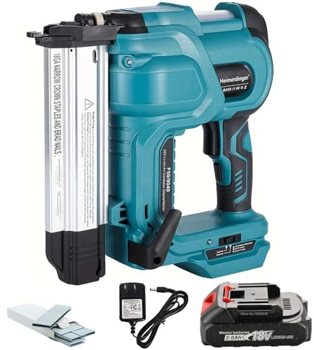 2-in-1 Brad Nailer & Staple Gun with 2000mAh Battery and Charger,Nail Gun Battery Powered, Up to 2 Inch, Tool-Free Jam Release for Woodworking,Upholstery