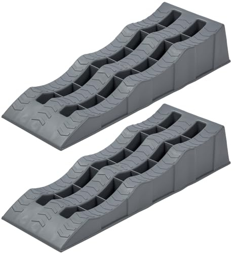 KATSU Rampas de Nivelación para Caravanas 2 Piezas Capacidad de 4 Toneladas Capacidad 3 Niveles Resistente Cuñas para Autocaravana Campervan Vehículos Garaje Taller