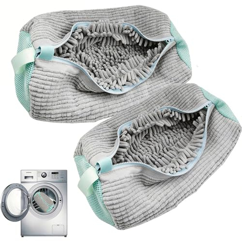 Sacchetti per Scarpe Lavanderia sacchetto scarpe lavatrice Scarpe Borse per Bucato con CernieraZip Borsa per Lavatrice perRiutilizzabile Borsa per Lavaggio Scarpe di Sportive (grigio)