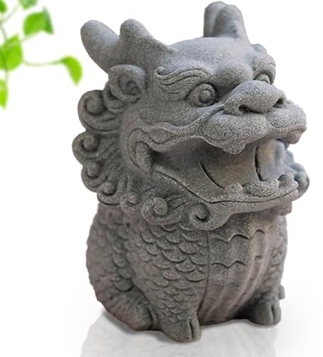 Qilin Sculpture, Chinese statues, Animal Statuette, Creative Brush Rest Paper Weight for Calligraphy Cultural Creativity Resting the Brush, Gift Pen Rest, Green Sandstone Desk Collectibles