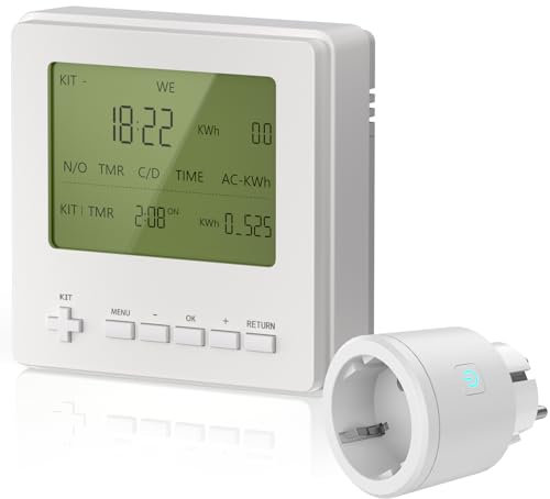 Wothfav Zeitschaltuhr Digital Steckdose mit Energiekostenmessgerät 16A Elektronische Timer mit LCD Display und Countdown Funktion Schaltuhr, Wochen Tages und Minuten/19 Schaltprogramme Gerätemonitor