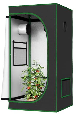 WOLTU Tente de Culture Hydroponique 60x60x120cm, Chambre de Culture avec Fenêtre d'Observation, Petite Serre Intérieure, pour Plantes, Fleurs, Légumes à Domicile, en Mylar Réfléchissant + Noir