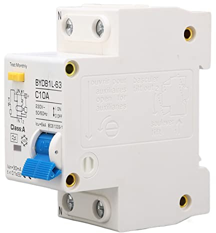 OVAQUIXI Leitungsschutzschalter 10A A-Typ, 1-polig + N, FI-Schutzschalter 30mA für DIN-Schiene Montage, MCB Sicherungsautomat 230V
