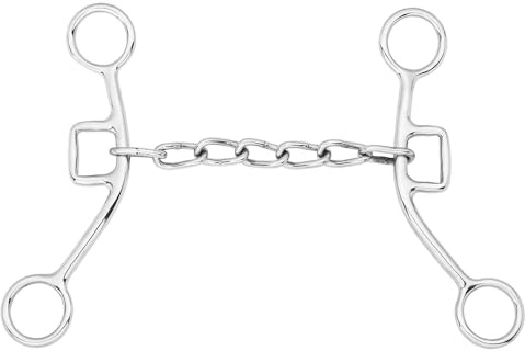 BAR H EQUINE Western Gag Bit with Chain Mouthpiece Stainless Steel