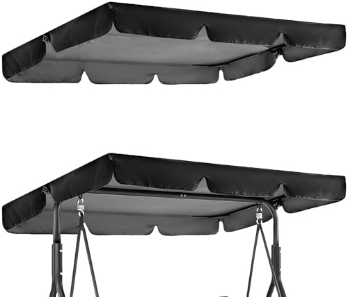 Capota Para Columpio De Patio: Universal Toldo Fundas Para Balancines 195*125*15cm, Cubierta Del Toldo Para Columpio, Cubierta Toldos Para Columpios Impermeable (Negro)