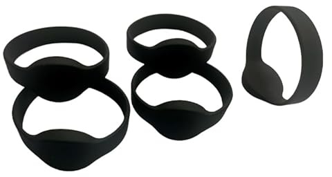 Lot de 5 bracelets en silicone avec contrôle d'accès RFID EM4100 125 kHz - Lecture seule (noir)