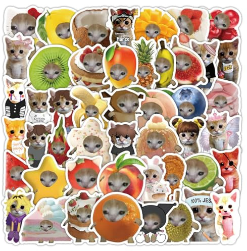 DIFLAX 70 Piezas Pegatinas Divertidas de Gatos, Pegatinas de Gatos, Pegatinas de Vinilo Impermeables, Estéticas, para los Amantes de los Gatos, Vinilo, Para Monopatín, Portátil, Equipaje