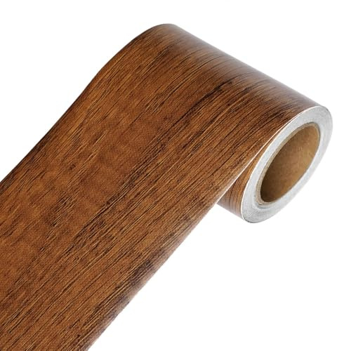 YENHOME Bordi Adesivi per Pareti Effetto Legno Marrone 7.6x1500cm Bordi Pannelli Adesivi Bordo Adesivo per Pareti Legno per Mobili Carta da Parati Mobili per la Riparazione Pavimento Porte Linee