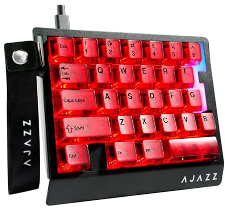 A.JAZZ AK029 Tastiera da Gioco Cablata 29 Tasti per Una Mano, Polling Rate 8000Hz, Interruttori Magnetici RT 0.01mm Hotswappable, 5 Strati Riduzione del Rumore, RGB Colorato, Driver Web-Rosso