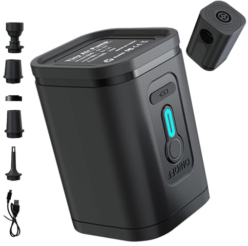Mini Electric Air Pump, Rechargeable Automatic Inflator for Yoga and Fitness Balls, Balloon Blower and Air Suction Pump, Portable Pumps with 5 Nozzles for Pool Toys, Balloons, Inflatable Furniture, Tr