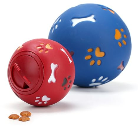 Beaupretty Pelota Interactiva Que Desarrolla Inteligencia y Estimula el Olfato Juguete Educativo de TPR Rojo para Perros Fugas de Comida para Mascotas