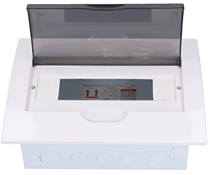 Ausla Distributionsbox med Genomskinligt Lock, PC och Rostfritt Stål Power Distribution Box 12-vägs DIN-skena, Tydlig Visning, Snabbinstallation, för Home Workshop Hotel Mall