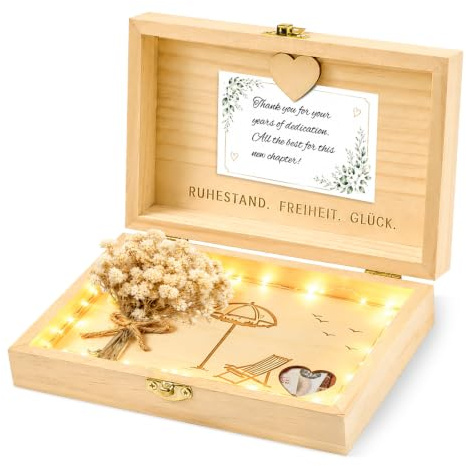 PlayDen Caja Regalo Jubilación en Madera con LED para Compañero